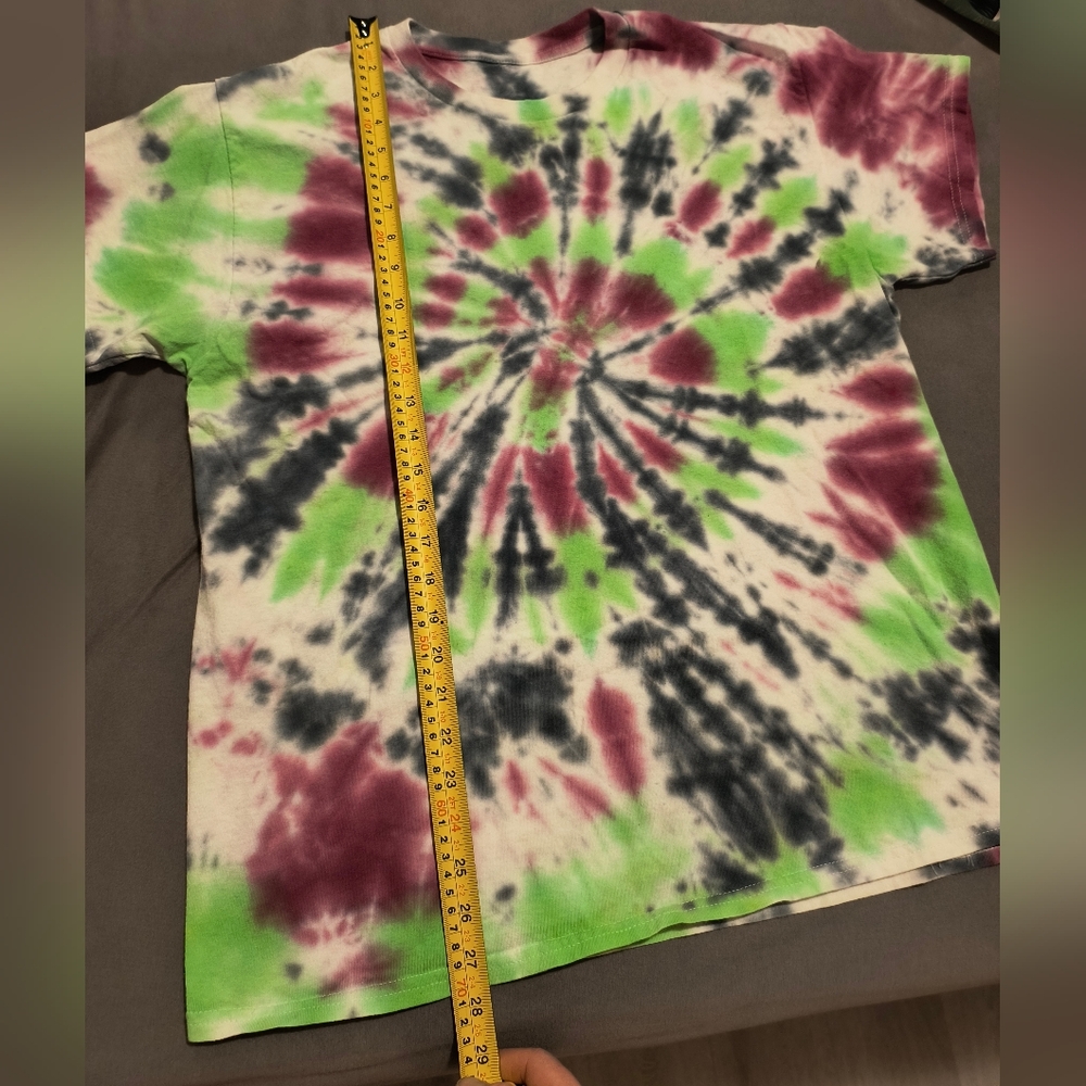 Men's Gildan heavy cotton Large Tie-Dye T-Shirt - green-wine-grey